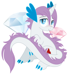 Size: 1788x1892 | Tagged: safe, artist:nabbiekitty, oc, oc only, oc:gem, dracony, hybrid, interspecies offspring, offspring, parent:rarity, parent:spike, parents:sparity, simple background, solo, transparent background