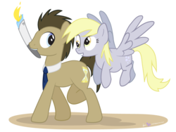 Size: 1000x750 | Tagged: safe, artist:dm29, derpy hooves, doctor whooves, time turner, pegasus, pony, g4, duo, female, male, mare, olympic torch, olympics, reference to another series, simple background, stallion, transparent background