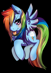 Size: 1033x1473 | Tagged: safe, artist:tartii, rainbow dash, pegasus, pony, g4, black background, female, simple background, solo, tongue out