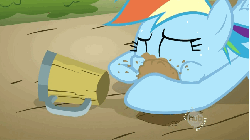 Size: 897x505 | Tagged: safe, screencap, rainbow dash, pony, g4, season 2, the super speedy cider squeezy 6000, animated, cider, dirt, eating dirt, female, mare