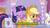 Size: 852x474 | Tagged: safe, screencap, applejack, twilight sparkle, earth pony, pony, unicorn, g4, my little pony: friendship is magic, suited for success, bag, carousel boutique, dialogue, eyes closed, female, horn, hub logo, hubworld, implied rarity, insult, logo, mare, out of character, ponyquin, saddle bag, smiling, talking, the hub, unicorn twilight, youtube caption