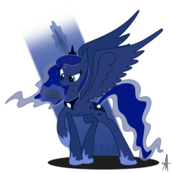 Size: 2012x2000 | Tagged: safe, artist:ardas91, princess luna, alicorn, pony, gamer luna, g4, 3ds, concave belly, female, high res, long legs, magic, mare, simple background, slender, solo, telekinesis, thin, transparent background, video game