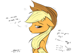 Size: 960x699 | Tagged: dead source, safe, artist:xcopyen002, applejack, earth pony, pony, g4, drunk, drunk aj, female, lesbian, mare, ship:appledash, shipping, solo