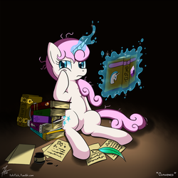 Size: 1000x1000 | Tagged: safe, artist:tehflah, twinkleshine, pony, g4, book, female, magic, solo