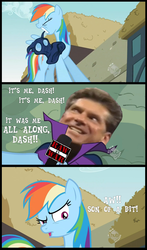 Size: 800x1356 | Tagged: safe, edit, edited screencap, screencap, rainbow dash, human, pegasus, pony, g4, the mysterious mare do well, comic, hub logo, irl, irl human, it's me austin, logo, meme, microphone, photo, screencap comic, the hub, vince mcmahon