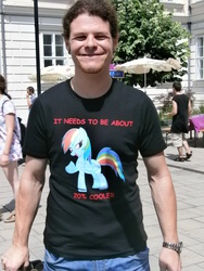 Size: 2976x3968 | Tagged: safe, rainbow dash, g4, 20% cooler, austria, brony, brony shirt, comic sans, high res, irl, made in japan 2012, photo