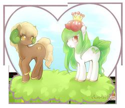 Size: 680x588 | Tagged: safe, artist:shusical, lilligant, whimsicott, pokémon, ponified