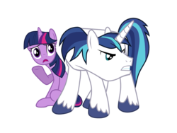 Size: 1600x1200 | Tagged: safe, artist:masamunya, shining armor, twilight sparkle, pony, unicorn, g4, angry, big brother instinct, brother and sister, female, male, mare, overprotective, overprotective armor, siblings, simple background, stallion, transparent background, vector