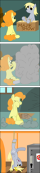 Size: 825x3498 | Tagged: safe, artist:erthilo, carrot top, derpy hooves, golden harvest, earth pony, pegasus, pony, g4, comic, female, i emptied your fridge, mare, refrigerator