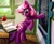 Size: 2000x1629 | Tagged: safe, artist:harwick, cheerilee, earth pony, pony, g4, apple, bipedal, book, chalk, chalkboard, classroom, female, mare, mouth hold, physics, ponyville schoolhouse, reading, school, solo, table, teaching, window, working, writing