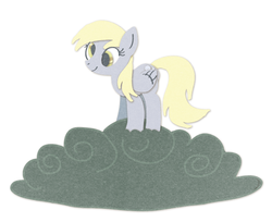Size: 695x566 | Tagged: safe, artist:himynameisnickel, derpy hooves, pegasus, pony, g4, cloud, cute, female, mare, raincloud, simple background, smiling, solo, standing, white background