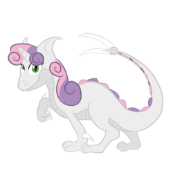 Size: 2000x2000 | Tagged: safe, artist:colgatefim, sweetie belle, dragon, g4, dragoness, dragonified, female, high res, raised claw, simple background, solo, species swap, sweetie dragon, transparent background