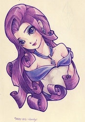 Size: 391x562 | Tagged: safe, artist:kerriwon, rarity, human, g4, female, humanized, solo, traditional art