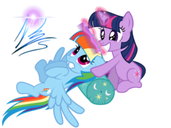 Size: 8000x6000 | Tagged: safe, artist:nightmaremoons, rainbow dash, twilight sparkle, pegasus, pony, unicorn, g4, absurd resolution, alternate hairstyle, comb, female, hilarious in hindsight, lesbian, magic, manebow sparkle, mare, ship:twidash, shipping, simple background, transparent background, unicorn twilight
