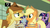 Size: 856x472 | Tagged: safe, screencap, applejack, braeburn, fluttershy, rarity, twilight sparkle, earth pony, pony, unicorn, g4, my little pony: friendship is magic, over a barrel, female, hub logo, male, mare, stallion, tv rating, wat, youtube caption