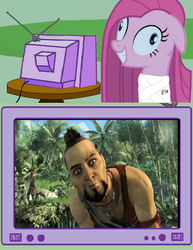 Size: 580x750 | Tagged: safe, pinkie pie, human, pony, g4, exploitable meme, far cry 3, insanity, meme, pinkamena diane pie, tv meme, vaas montenegro