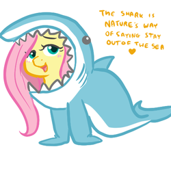 Size: 450x450 | Tagged: dead source, safe, artist:mt, fluttershy, shark, shark pony, g4, animal costume, blushing, clothes, costume, cute, female, fluttershark, shark costume, shyabetes, solo