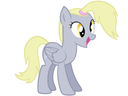 Size: 640x480 | Tagged: safe, artist:srsishere, derpy hooves, pegasus, pony, g4, alternate hairstyle, fail, female, happy, mare, open mouth, ponytail, simple background, smiling, solo, transparent background