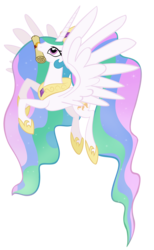 Size: 3078x5000 | Tagged: safe, artist:illuminatiums, princess celestia, alicorn, pony, g4, female, flying, high res, mare, mouth hold, scroll, show accurate, simple background, solo, spread wings, transparent background, wings