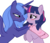 Size: 4000x3441 | Tagged: dead source, safe, artist:bri-sta, artist:illuminatiums, princess luna, twilight sparkle, alicorn, pony, unicorn, g4, bedroom eyes, blush scribble, blushing, clothes, eye contact, female, high res, horn, horns are touching, hug, imminent kissing, lesbian, lidded eyes, looking at each other, mare, open mouth, open smile, pouting, s1 luna, ship:twiluna, shipping, show accurate, simple background, smiling, socks, spread wings, transparent background, unicorn twilight, vector