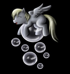 Size: 1916x2011 | Tagged: safe, artist:anadukune, derpy hooves, pegasus, pony, g4, black background, bubble, eyes closed, female, happy, mare, simple background, solo