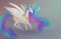 Size: 750x485 | Tagged: dead source, safe, artist:holivi, princess celestia, alicorn, pony, g4, eyes closed, female, mare, solo