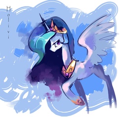 Size: 2412x2299 | Tagged: dead source, safe, artist:holivi, princess celestia, alicorn, pony, g4, abstract background, female, high res, mare, raised hoof, solo