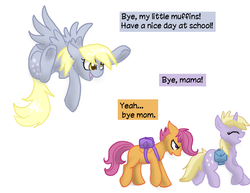 Size: 792x612 | Tagged: safe, artist:cat4lyst, derpy hooves, dinky hooves, scootaloo, pegasus, pony, g4, equestria's best mother, family, female, filly, foal, headcanon, jossed, mare, scootaloo's parents, simple background, trio, underhoof, white background