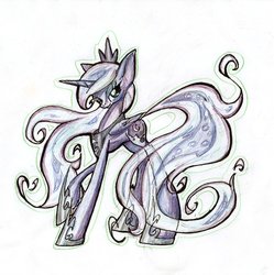 Size: 2252x2258 | Tagged: safe, artist:kriahfox, princess luna, pony, g4, female, high res, solo, traditional art