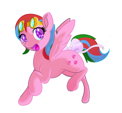 Size: 1130x1050 | Tagged: safe, artist:cotton, whizzer, pegasus, pony, g1, g4, bow, cute, female, g1 to g4, generation leap, goggles, mare, simple background, solo, tail, tail bow, white background