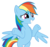 Size: 900x850 | Tagged: artist needed, safe, rainbow dash, pegasus, pony, g4, mmmystery on the friendship express, bipedal, female, mare, reaction image, shrug, simple background, smiling, solo, transparent background, underhoof, vector