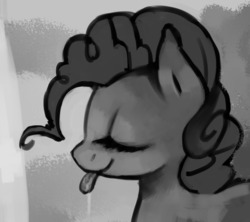 Size: 816x726 | Tagged: dead source, safe, artist:dhui, pinkie pie, earth pony, pony, g4, :p, monochrome, tongue out