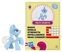 Size: 418x354 | Tagged: safe, edit, trixie, g4, blind bag, collector card, irl, photo, sean connery, toy