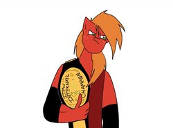 Size: 1280x947 | Tagged: safe, artist:mofetafrombrooklyn, big macintosh, earth pony, anthro, g4, championship belt, simple background, white background, wrestling