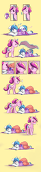 Size: 856x3546 | Tagged: safe, artist:ende26, princess cadance, shining armor, twilight sparkle, alicorn, pony, unicorn, g4, ..., blanket, blushing, brother and sister, colored pupils, comic, cute, cutedance, ende will be the end of us, eye clipping through hair, female, filly, filly twilight sparkle, heart, hnnng, kissing, magic, male, pictogram, question mark, shining adorable, ship:shiningcadance, shipping, siblings, sleeping, slice of life, speech bubble, straight, sweet dreams fuel, teen princess cadance, twiabetes, younger, zzz