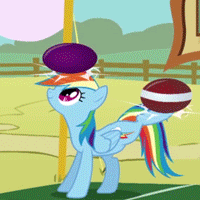 Size: 200x200 | Tagged: safe, screencap, rainbow dash, pegasus, pony, fall weather friends, g4, season 1, animated, ball, bouncing, cropped, cute, female, gif, looking up, loop, raised leg, smiling, solo