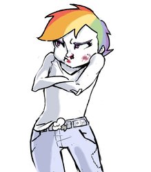 Size: 700x800 | Tagged: artist needed, source needed, safe, rainbow dash, human, g4, female, humanized, simple background, white background