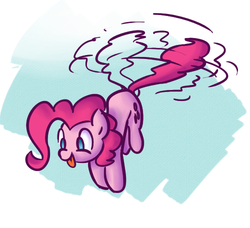 Size: 500x456 | Tagged: source needed, safe, artist:rustydooks, artist:willdrawforfood1, pinkie pie, pony, g4, :p, abstract background, colored, crossover, cute, diapinkes, female, flying, hilarious in hindsight, male, miles "tails" prower, no pupils, parody, pinkiecopter, solo, sonic the hedgehog (series), tailcopter, tongue out