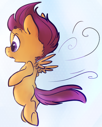 Size: 470x586 | Tagged: source needed, safe, artist:php27, artist:rustydooks, scootaloo, pegasus, pony, g4, blank flank, butt, female, filly, flying, plot, scootabutt, scootaloo can fly, solo