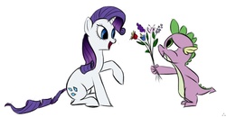 Size: 953x497 | Tagged: safe, artist:rubrony, rarity, spike, g4, female, interspecies, male, ship:sparity, shipping, simple background, straight, white background