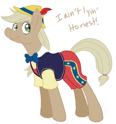 Size: 900x963 | Tagged: dead source, safe, artist:cartoonlion, applejack, pony, g4, crossover, discorded, disney, female, liar face, liarjack, mare, pinocchio, scrunchy face, simple background, solo, white background
