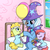 Size: 1000x1000 | Tagged: safe, artist:madmax, trixie, earth pony, pony, unicorn, g4, balloon, bed, featured image, female, filly, flower, foal, hospital