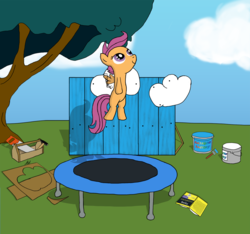 Size: 1280x1200 | Tagged: safe, artist:aweranger, scootaloo, g4, jumping, scootaloo can't fly, trampoline