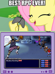 Size: 563x752 | Tagged: safe, fluttershy, human, pegasus, pony, g4, barkley shut up and jam gaiden, charles barkley, exploitable meme, female, gamershy, mare, meme, streets of rage 2, television, tv meme, x-kaliber 2097