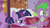 Size: 1133x630 | Tagged: safe, screencap, spike, twilight sparkle, dragon, pony, unicorn, g4, green isn't your color, bed, come here, ei, female, hub logo, hubble, male, mare, pillow, tail bite, wide eyes