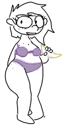 Size: 394x722 | Tagged: safe, artist:weaver, snails, human, g4, banana, clothes, fat, frilly underwear, humanized, panties, purple underwear, rule 63, simple background, solo, spice, underwear, white background