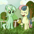 Size: 800x800 | Tagged: safe, artist:fajeh, bon bon, lyra heartstrings, sweetie drops, earth pony, pony, unicorn, g4, apple, apple tree, blushing, cider, duo, female, mare, tree