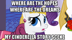 Size: 651x367 | Tagged: safe, edit, edited screencap, screencap, prince blueblood, rarity, pony, unicorn, g4, the best night ever, avril lavigne, caption, female, horn, image macro, mare, song reference, the best damn thing