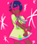 Size: 500x600 | Tagged: dead source, safe, artist:dotoriii, twilight sparkle, human, g4, my little pony: friendship is magic, sweet and elite, birthday dress, clothes, dancing, dark skin, do the sparkle, dress, female, humanized, scene interpretation, solo