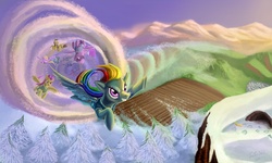 Size: 1920x1152 | Tagged: safe, artist:tsitra360, rainbow dash, g4, female, snow, tornado